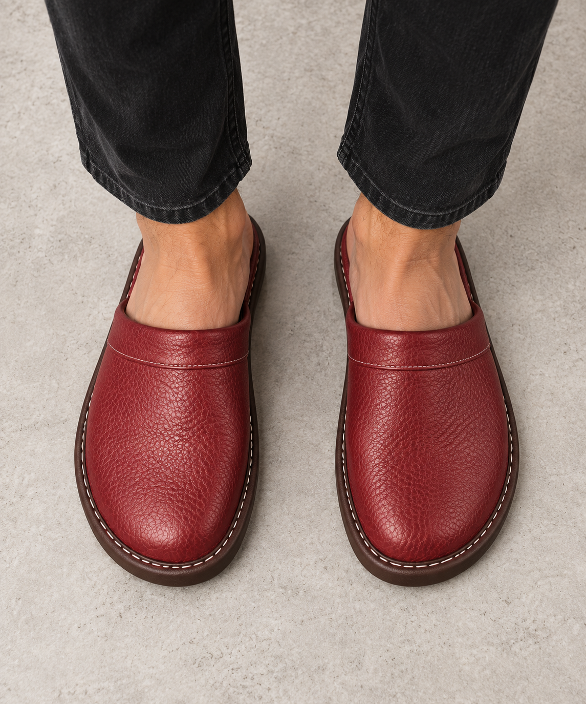 Men's Leather Slip On Slippers – Indoor Outdoor Style