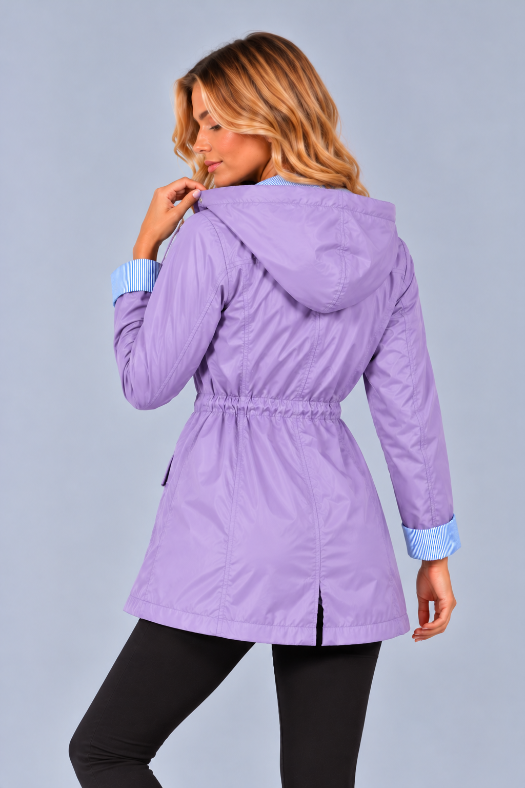 Women's Hooded Rain Jacket – Drawstring Waist Coat