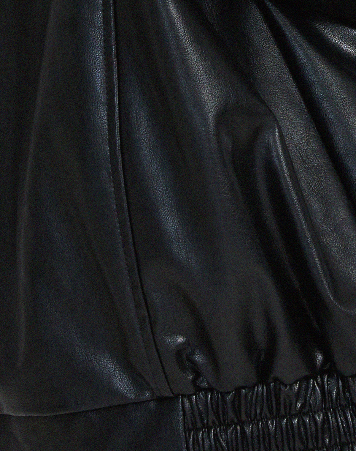 Women's Oversized Faux Leather Bomber Jacket in Black – image 5