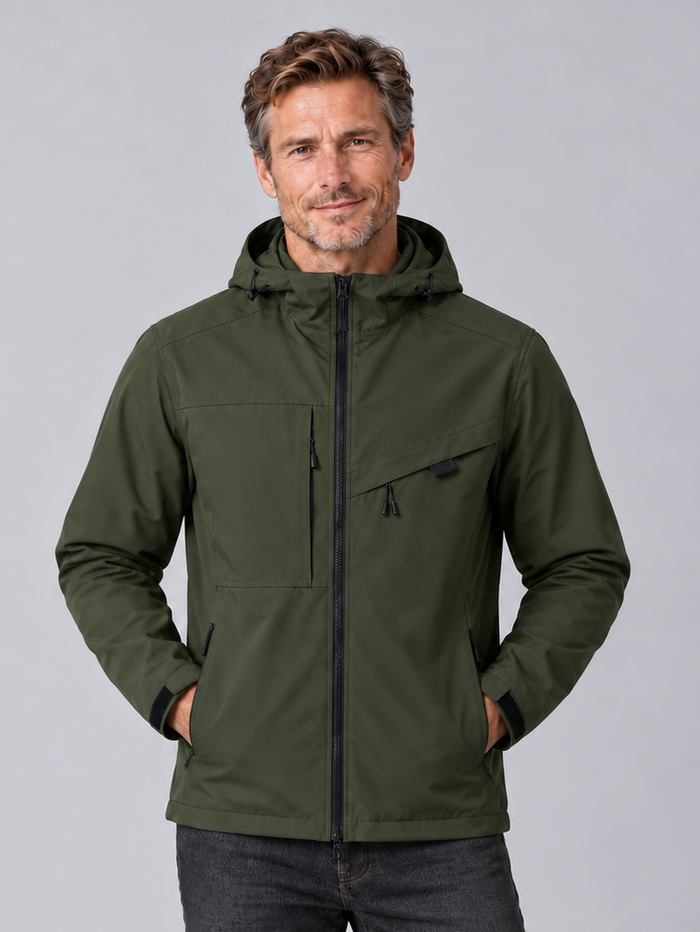 Men's Hooded Outdoor Jacket – Wind & Water Resistant Shell