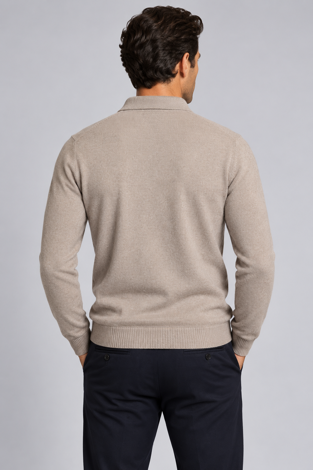 Men's Knitted Polo Jumper – Merino Wool & Cashmere Smart Jumper
