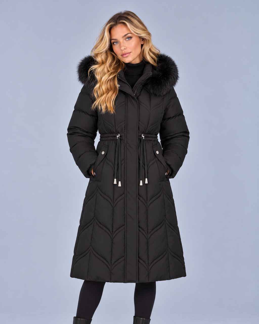 Women's Faux Fur Hooded Parka – Padded Winter Coat