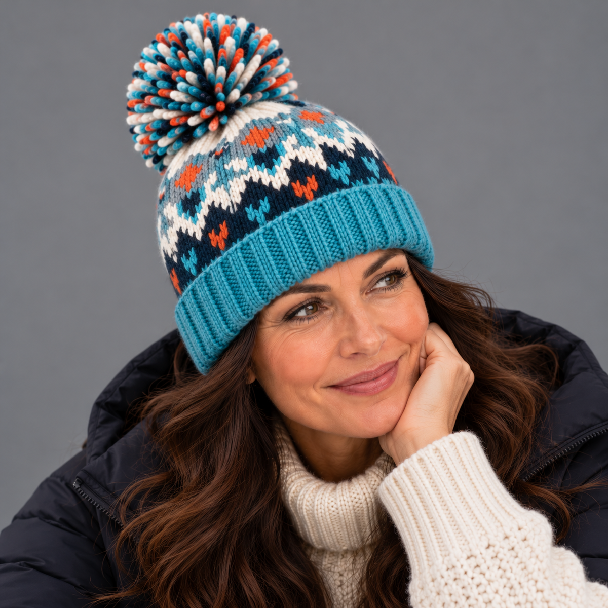 Women's snowflake bobble beanie hat – Covert Club product photo 7