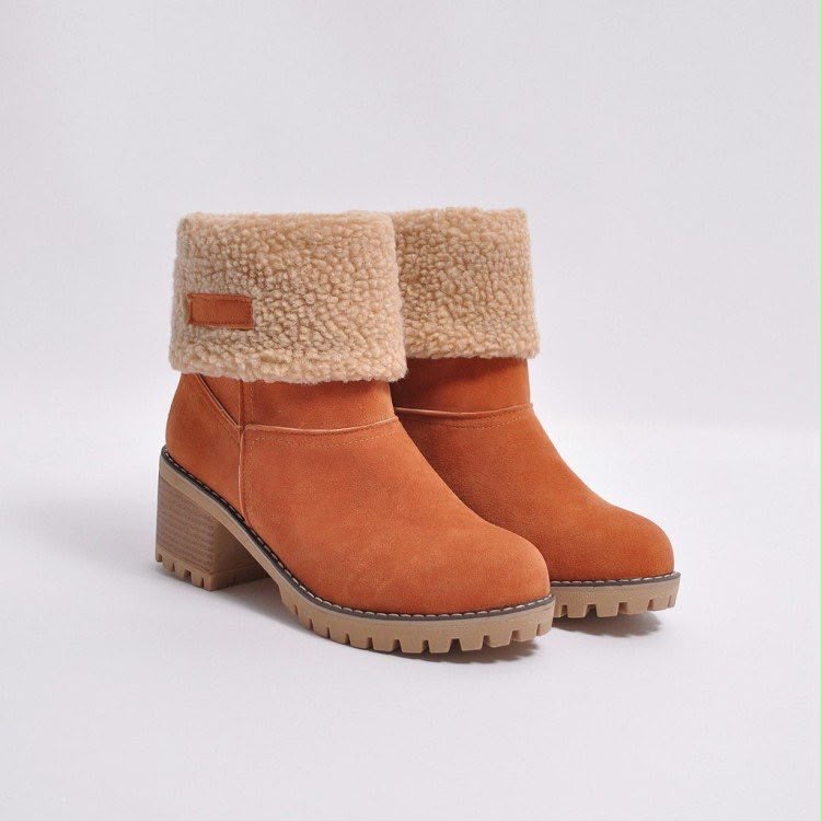 Women's Sherpa Cuff Snow Boots in Orange