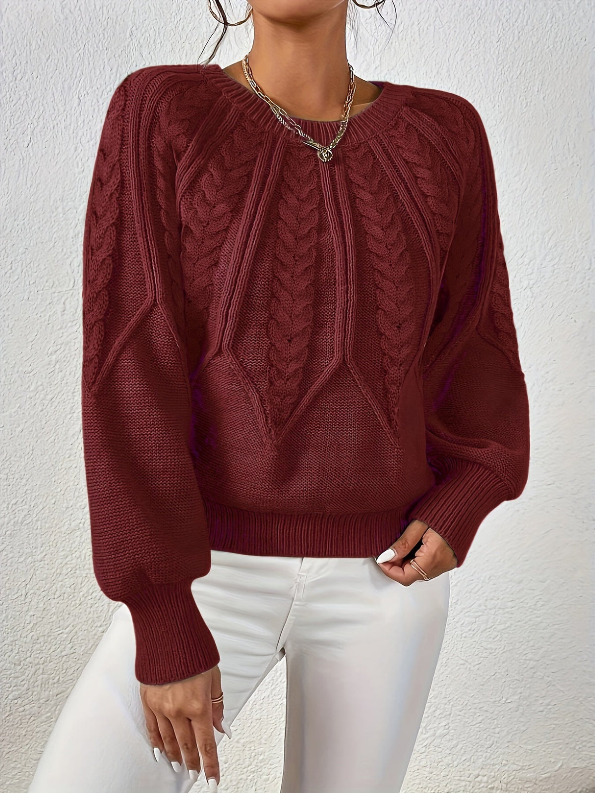 Women's Relaxed Cable Knit Sweater – view 16
