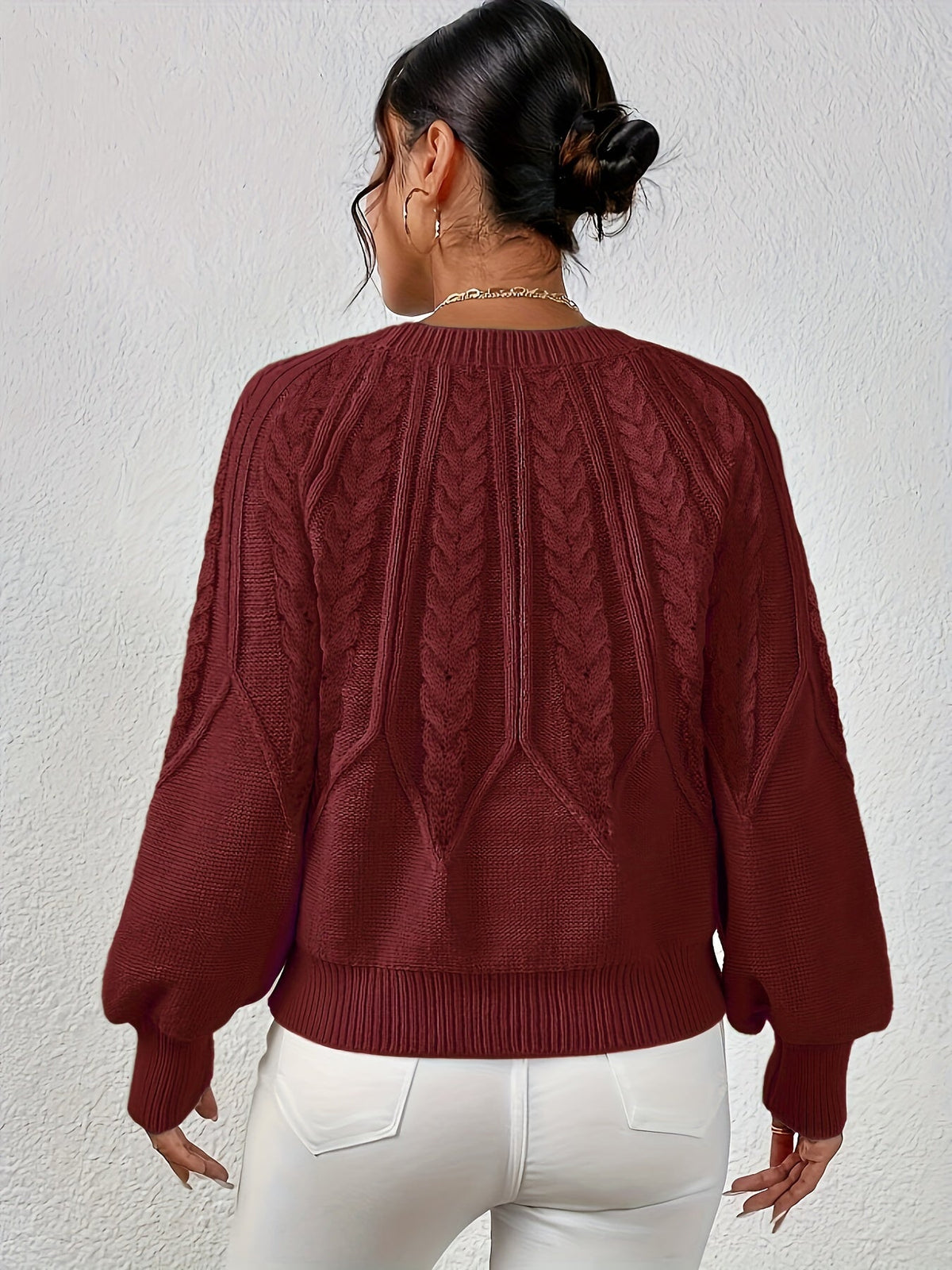 Women's Relaxed Cable Knit Sweater – view 14