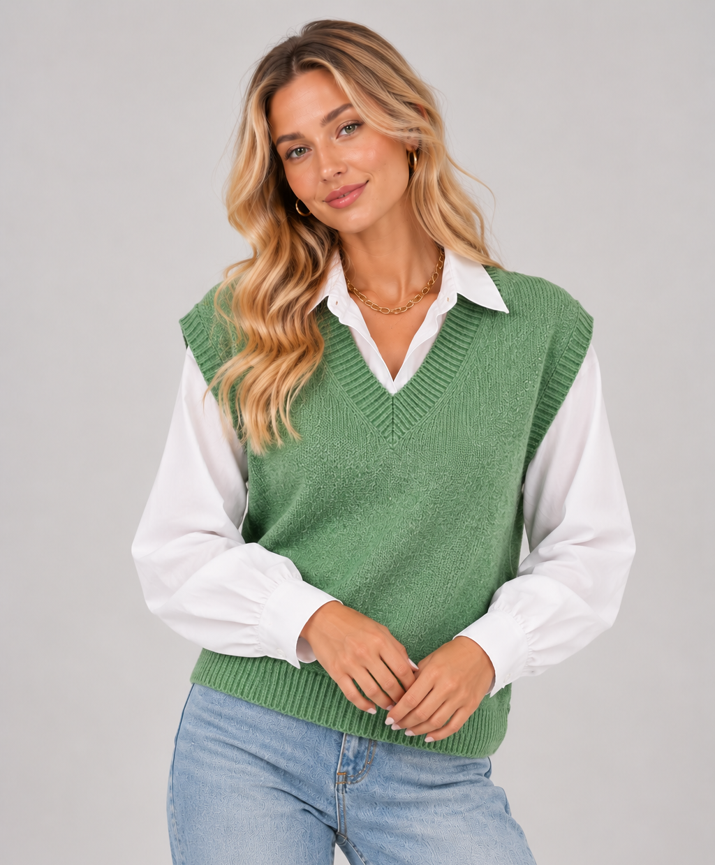Women's V Neck Knitted Sweater Vest – Relaxed Tank Top