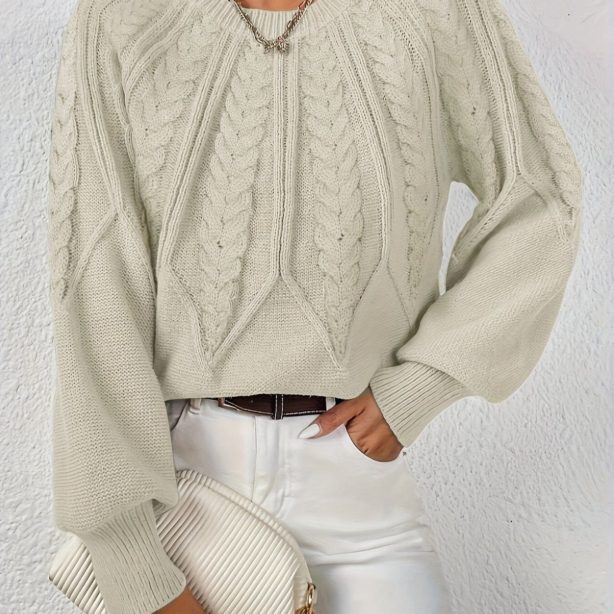 Women's Relaxed Cable Knit Sweater – view 6