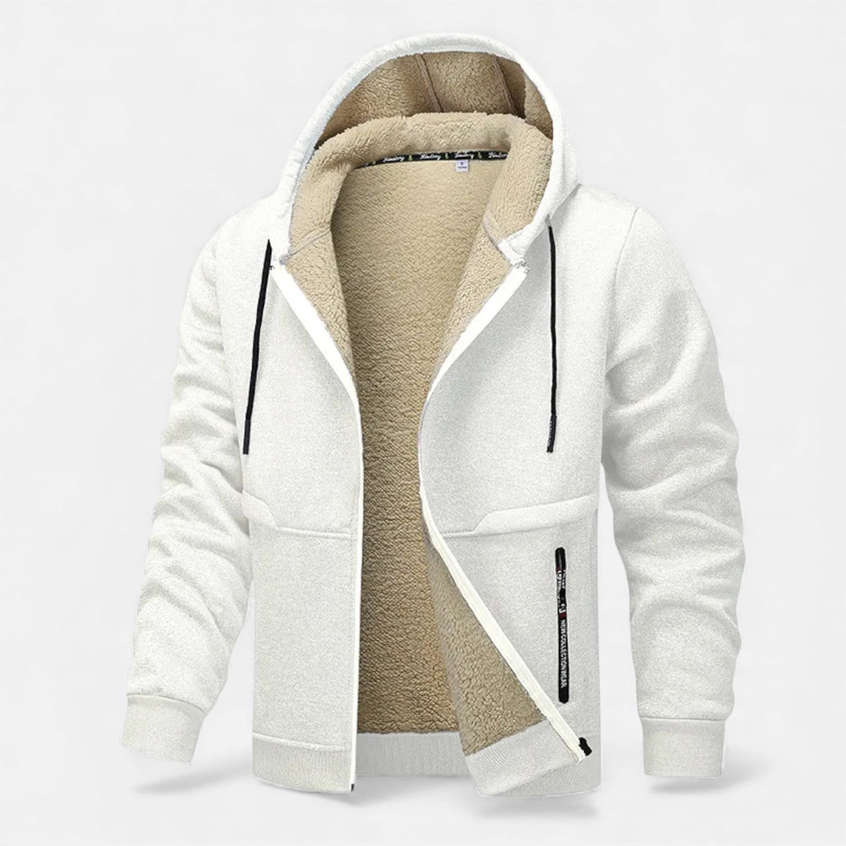 Men's Sherpa-Lined Hooded Jacket in White