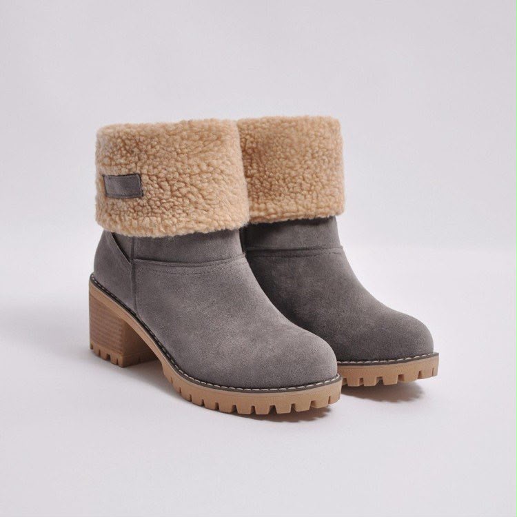 Women's Sherpa Cuff Snow Boots in Grey