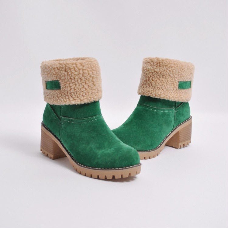 Women's Sherpa Cuff Snow Boots in Green
