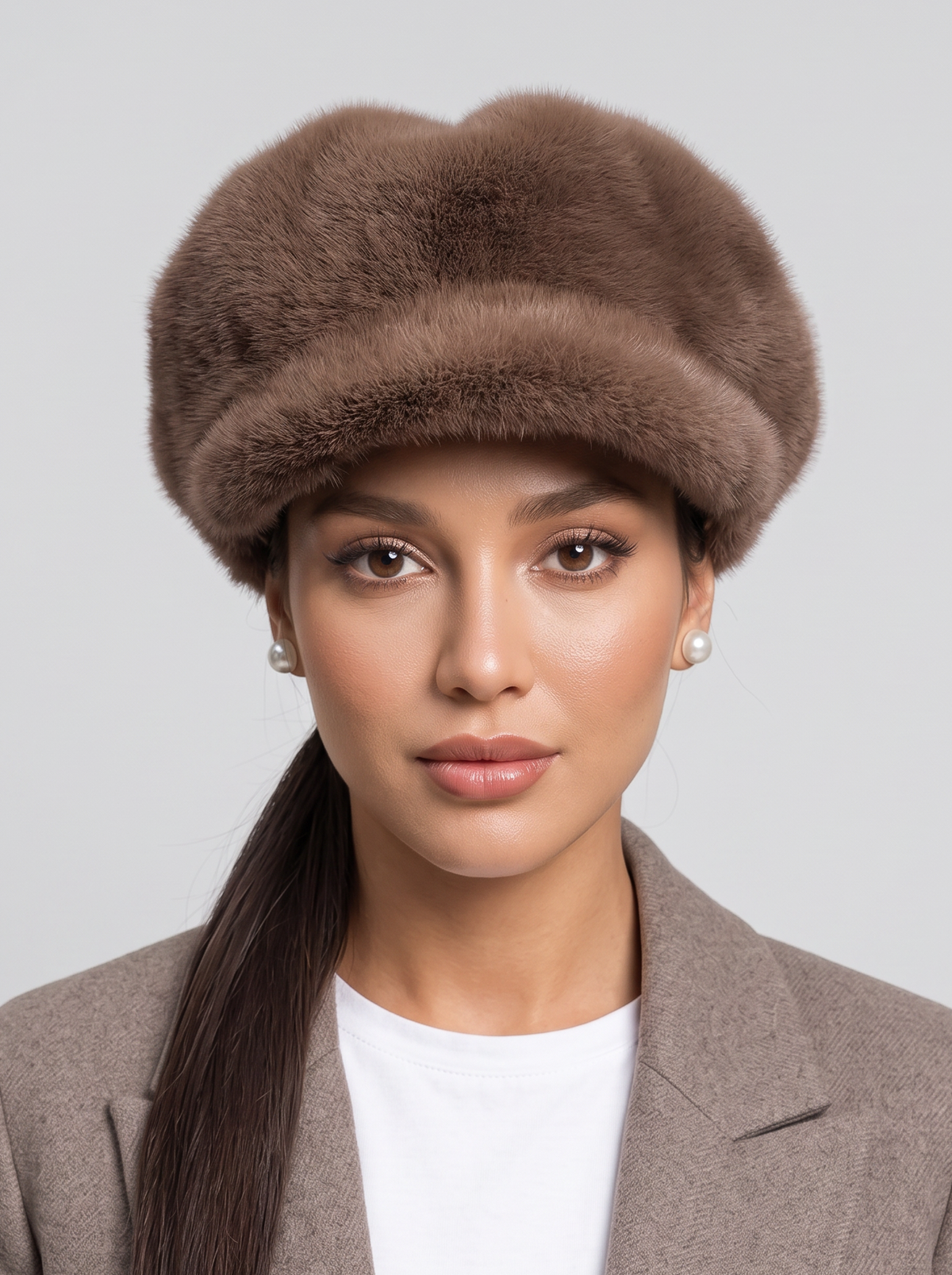 Women's Fluffy Faux Fur Newsboy Cap – Peaked Winter Hat