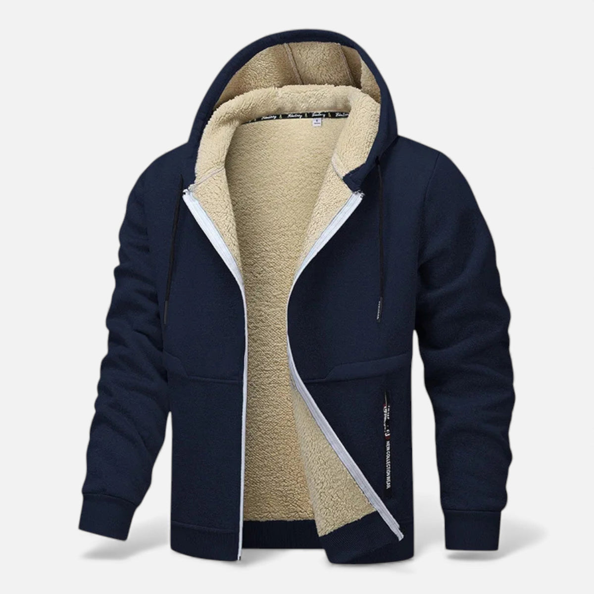 Men's Sherpa-Lined Hooded Jacket in Navy