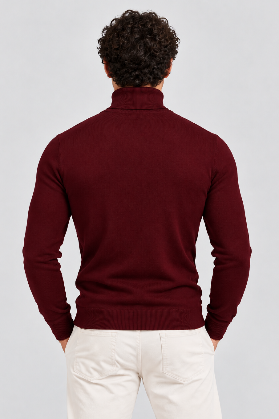 Men's Slim Fit Roll Neck Jumper – Stretch Knit Turtleneck Jumper