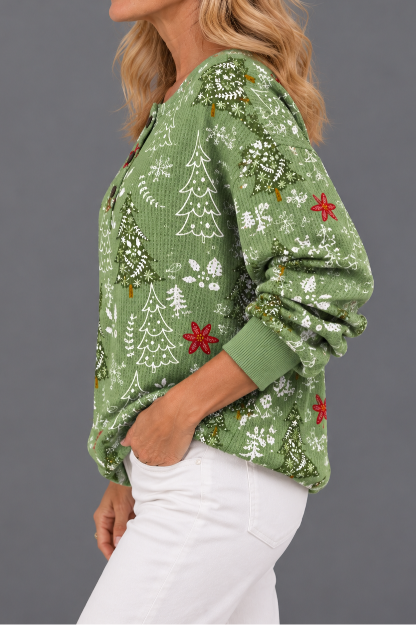 Women's tree and poinsettia waffle knit jumper – Covert Club product photo 3