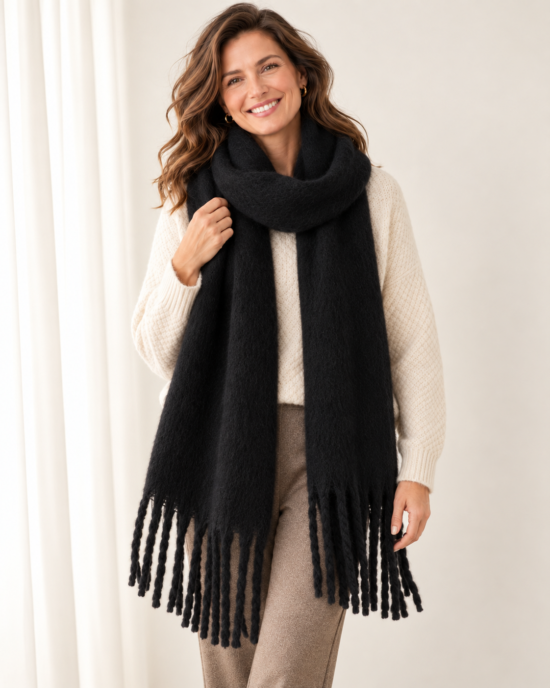 Women's Soft Cashmere Feel Scarf – Pashmina Style Winter Wrap