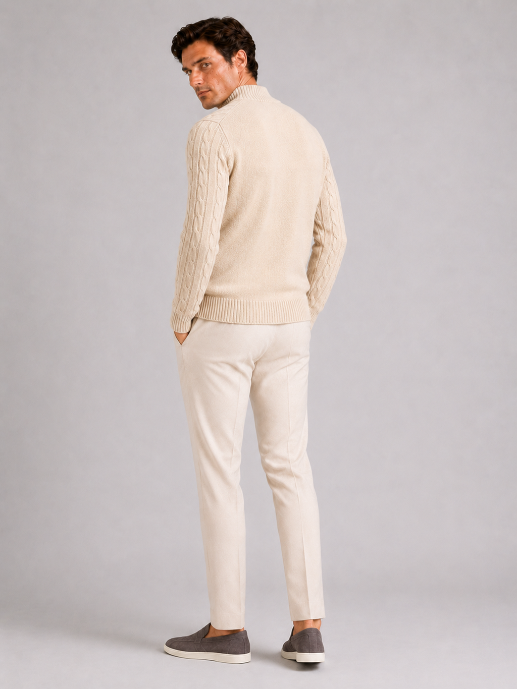 Men’s Cable Knit Mock Neck Sweater