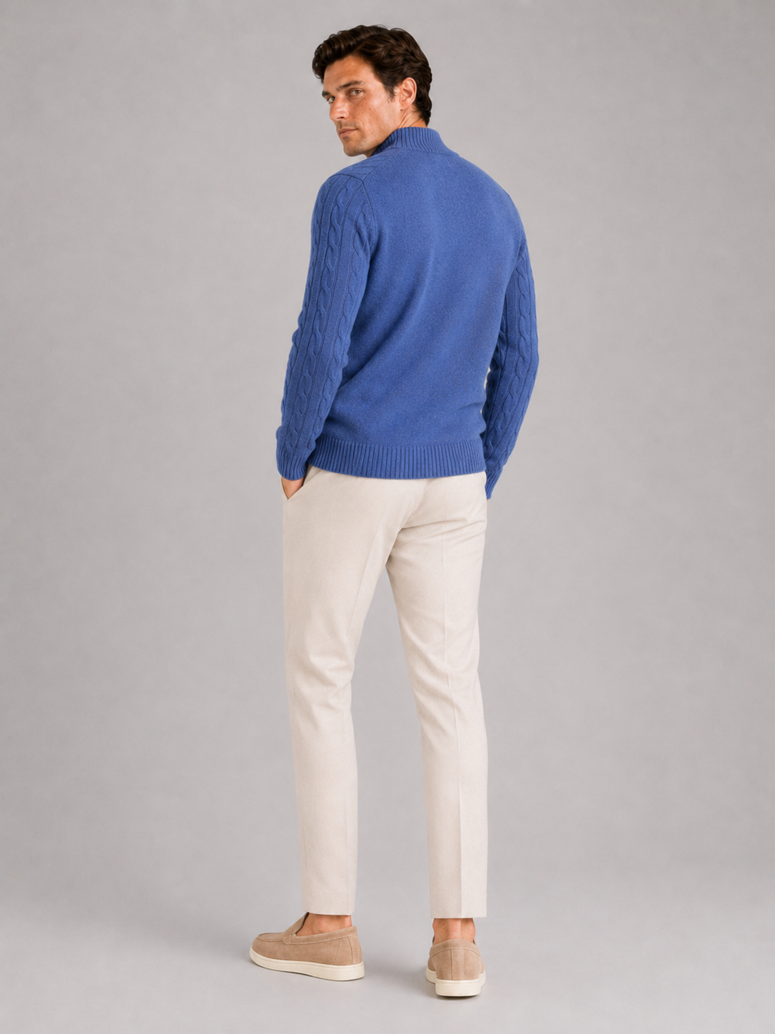 Men’s Cable Knit Mock Neck Sweater