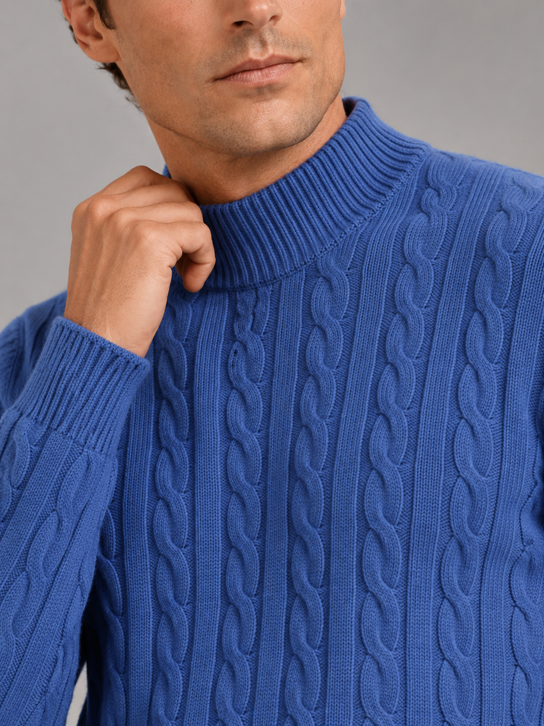 Men’s Cable Knit Mock Neck Sweater