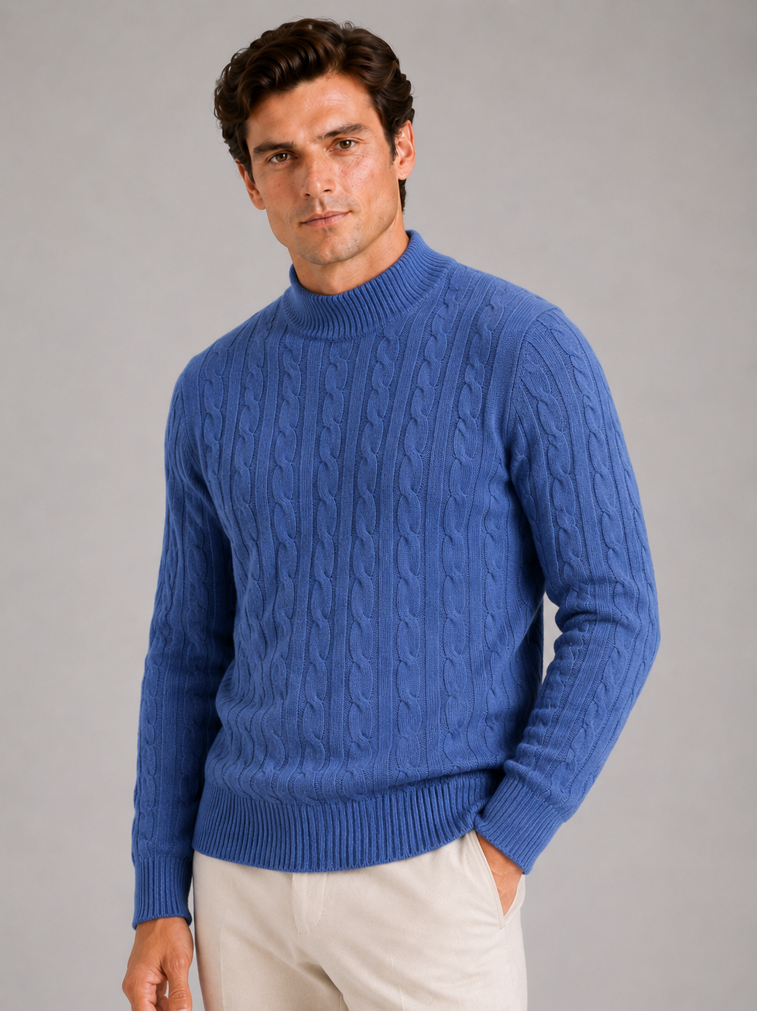 Men’s Cable Knit Mock Neck Sweater