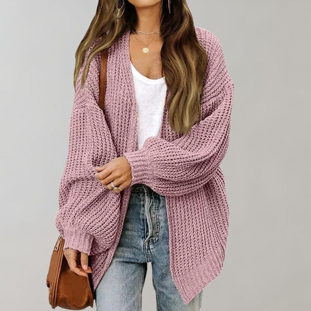 Women's Long Waterfall Cardigan in Pink