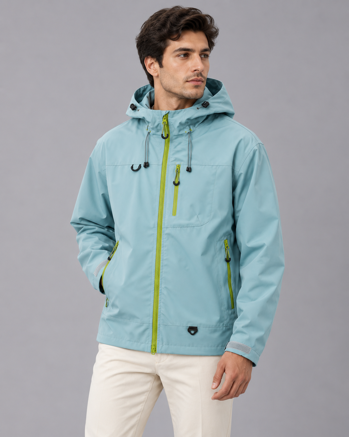 Men's Rain Jacket – Water-Resistant Hooded Windbreaker