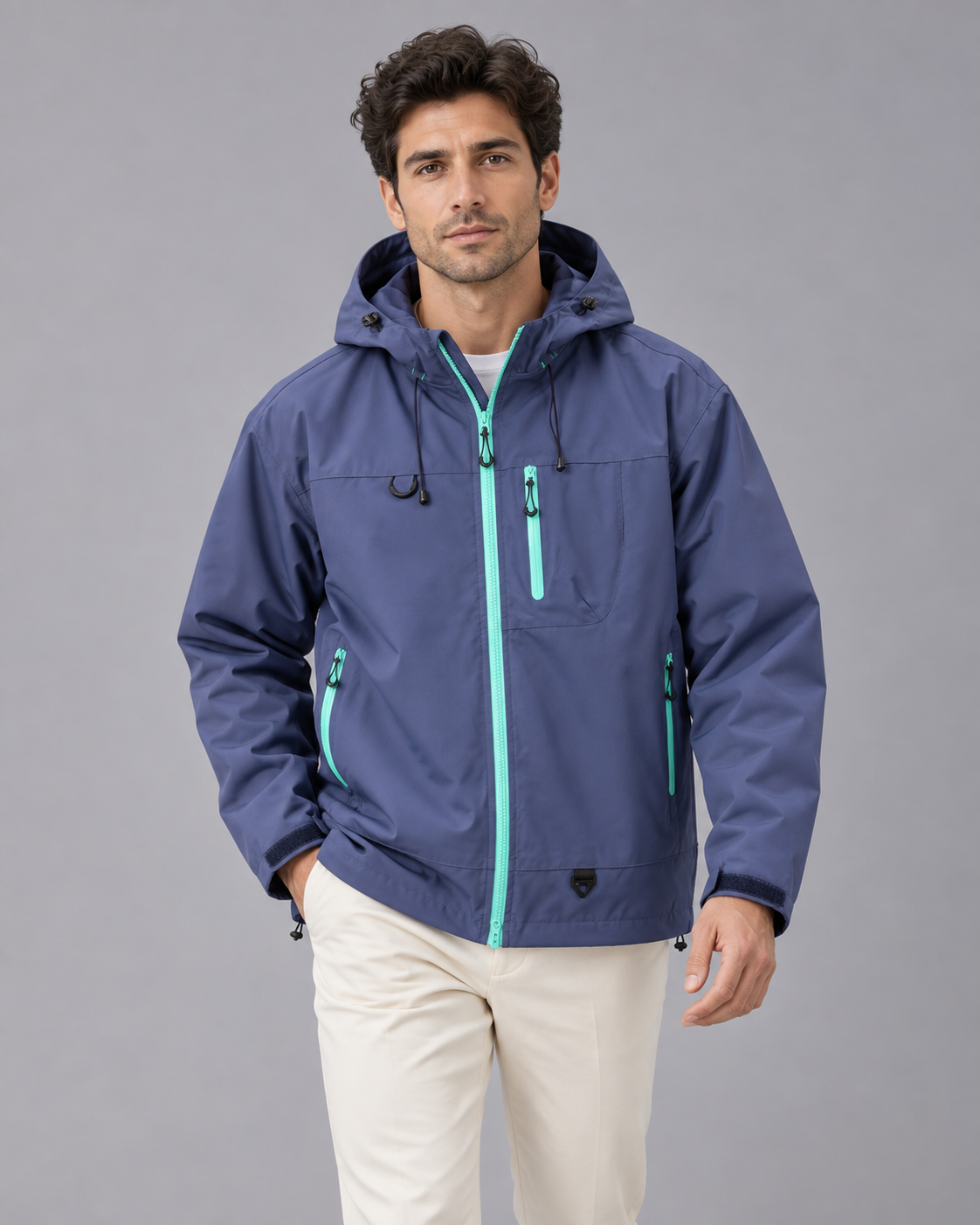 Men's Rain Jacket – Water-Resistant Hooded Windbreaker