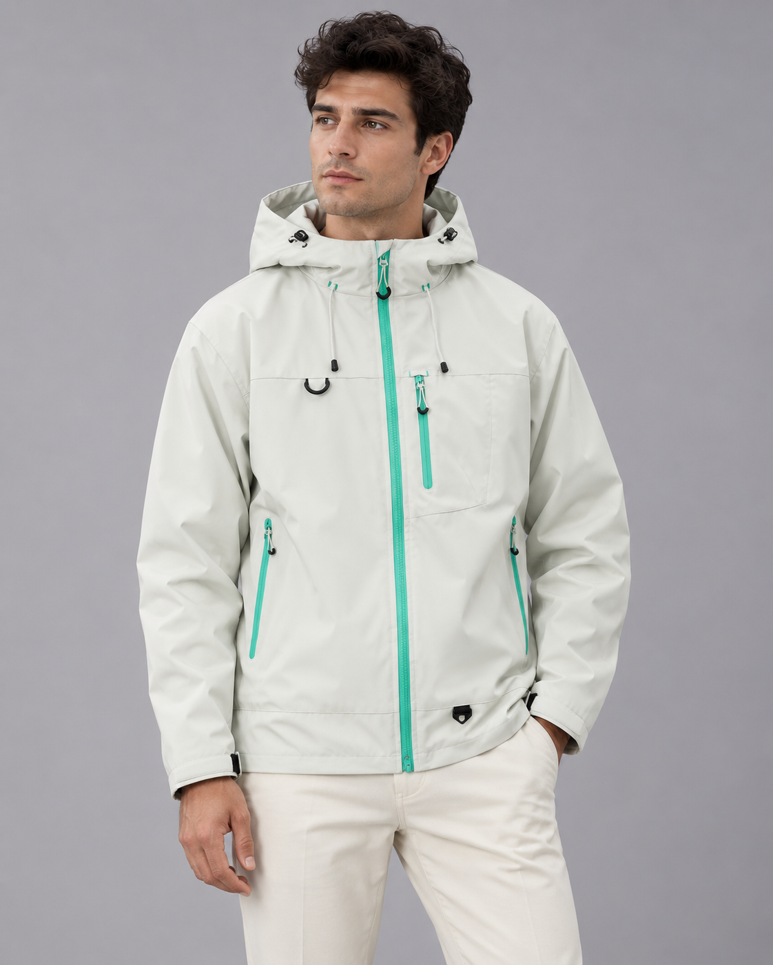 Men's Rain Jacket – Water-Resistant Hooded Windbreaker