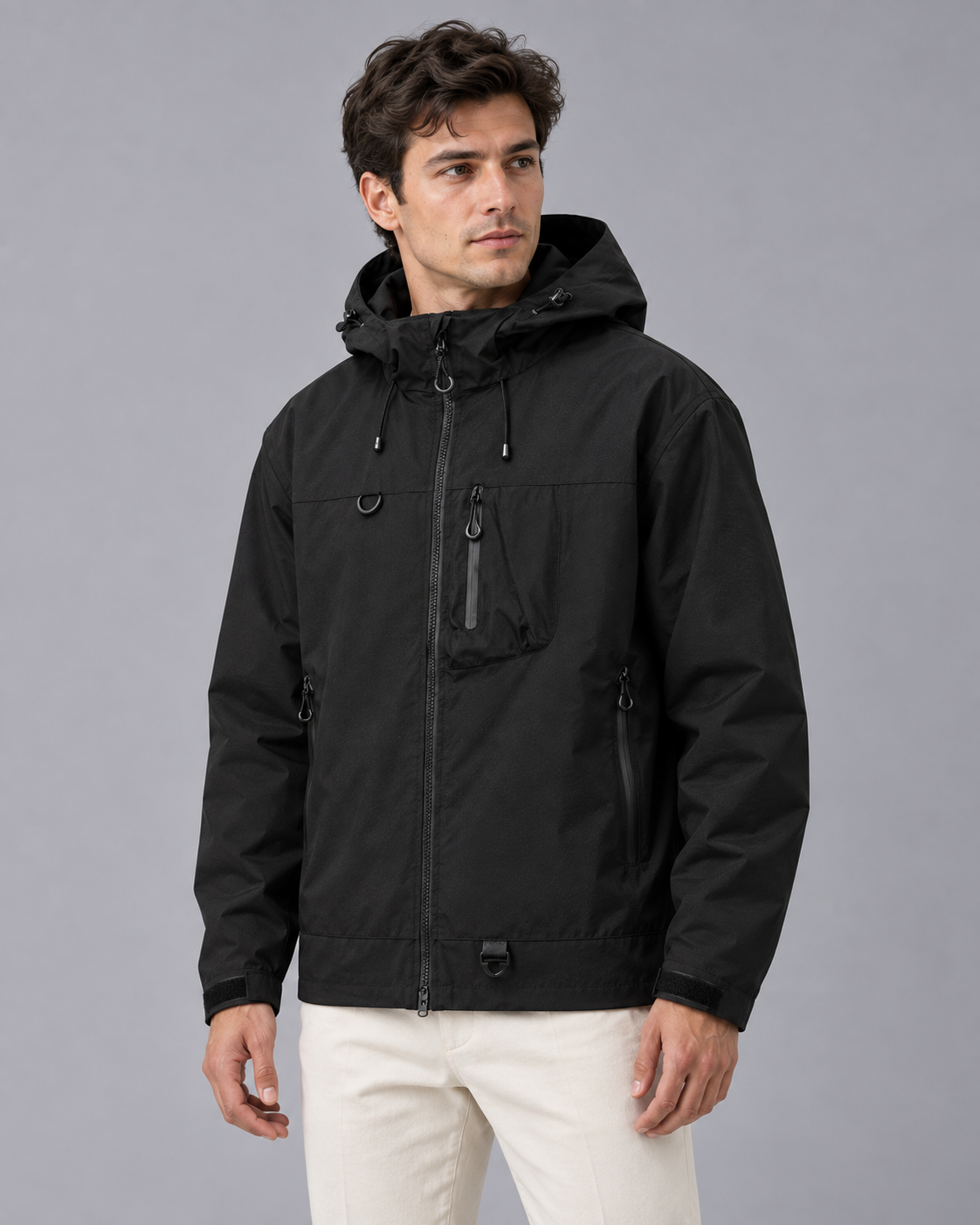 Men's Rain Jacket – Water-Resistant Hooded Windbreaker