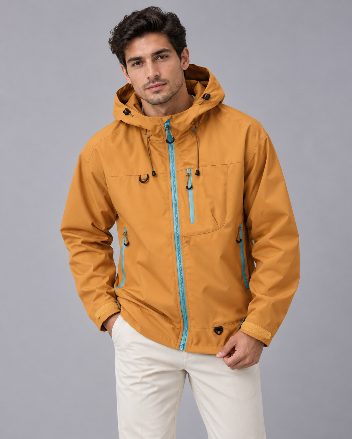 Men's Rain Jacket – Water-Resistant Hooded Windbreaker