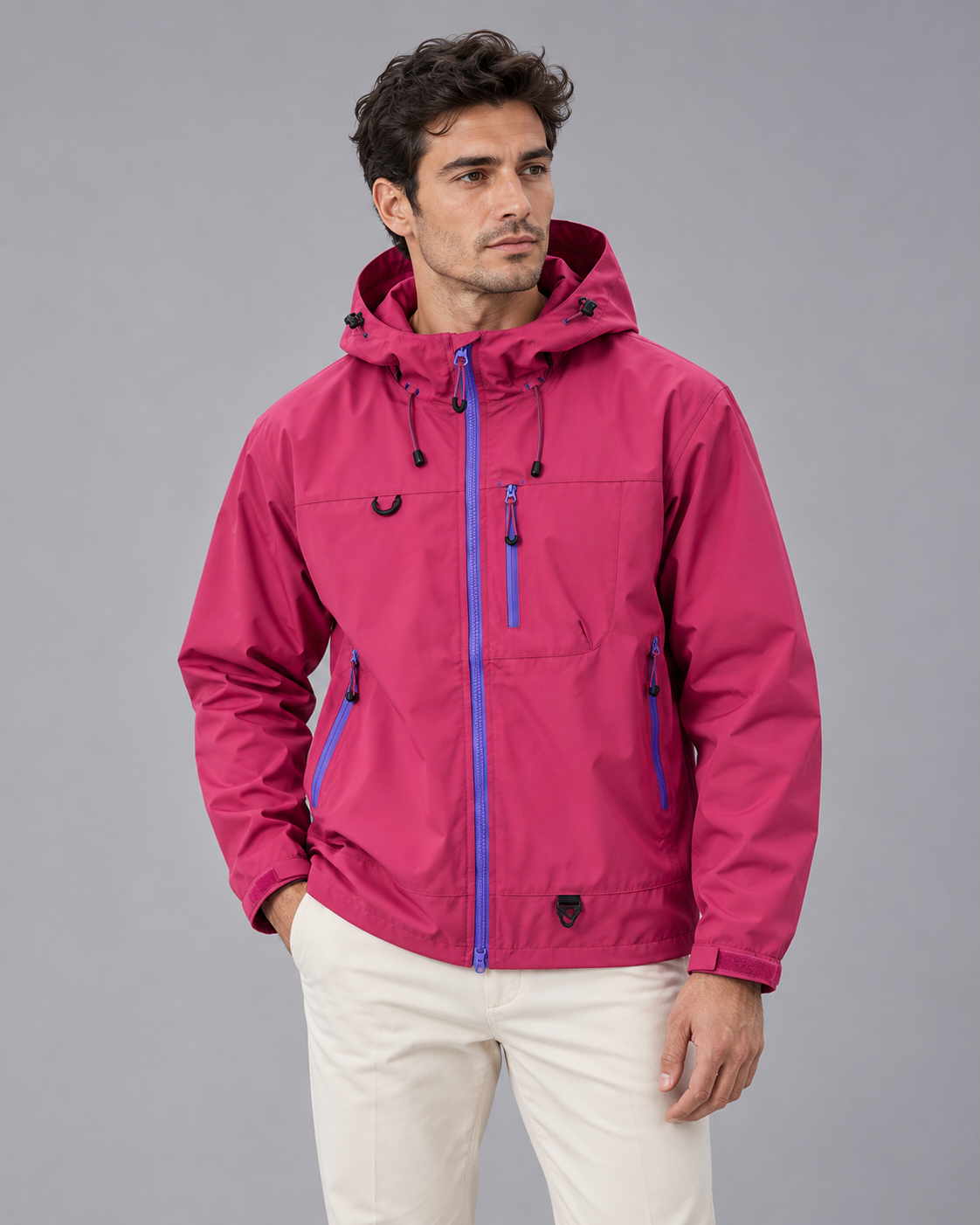 Men's Rain Jacket – Water-Resistant Hooded Windbreaker
