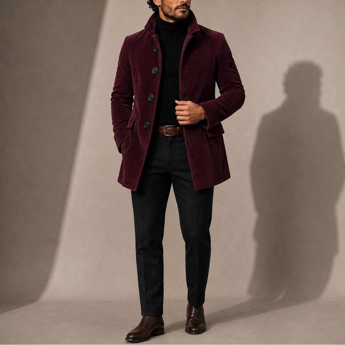 Men's Tailored Stand Collar Overcoat