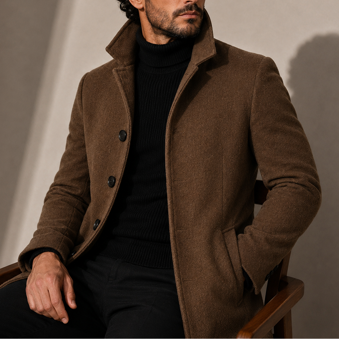 Men's Tailored Stand Collar Overcoat – view 6