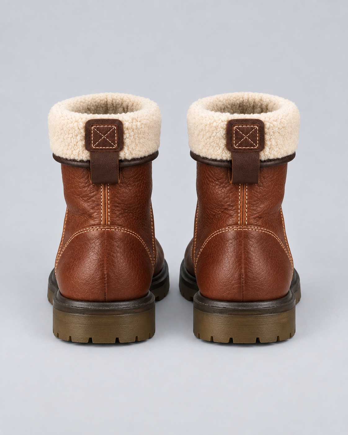 Men's Fold Down Faux Shearling Lined Boots in Brown – image 2