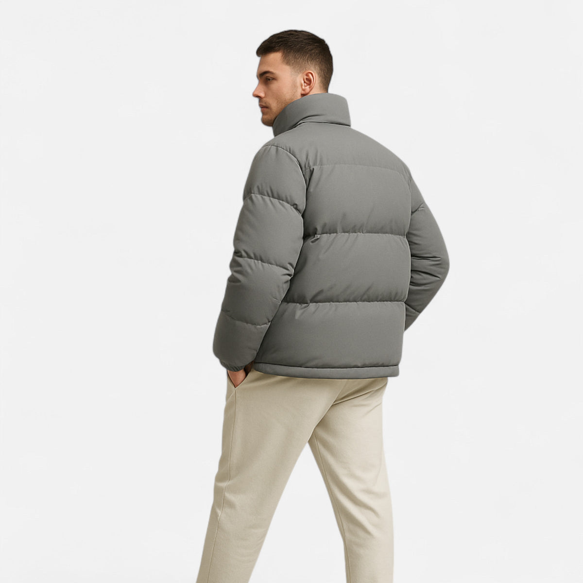 Men's Oversized Puffer Jacket in Grey