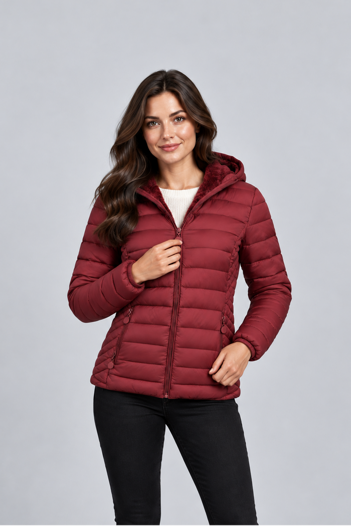 Women's Lightweight Hooded Puffer Jacket – Padded Coat