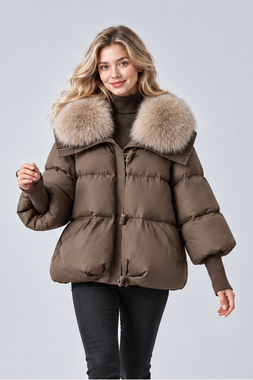 Women's Faux Fur Collar Parka – Padded Winter Coat