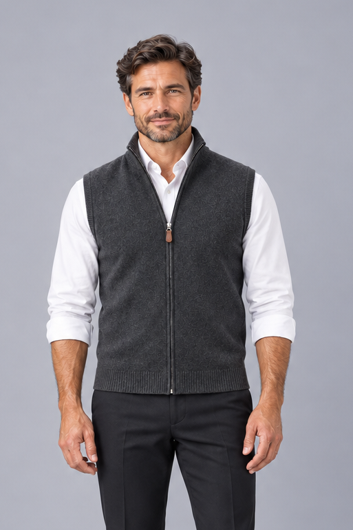 Men's Knitted Zip Up Gilet – Sleeveless Layering Vest