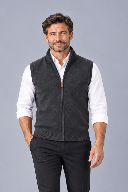 Men's Knitted Zip Up Gilet – Sleeveless Layering Vest