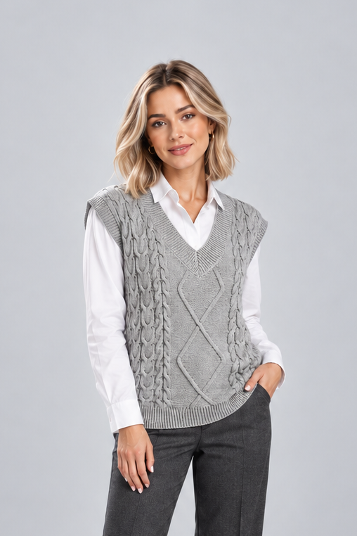 Women's Ribbed V Neck Sweater Vest – Sleeveless Knit