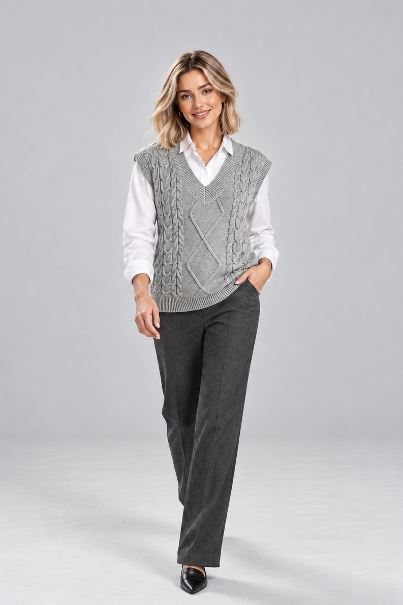Women's Ribbed V Neck Sweater Vest – Sleeveless Knit