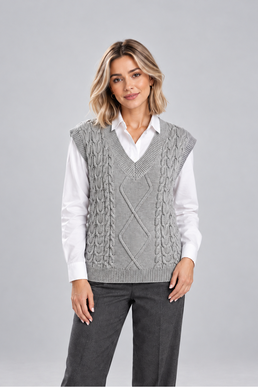 Women's Ribbed V Neck Sweater Vest – Sleeveless Knit