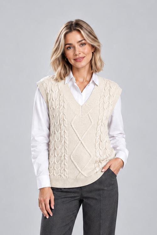 Women's Ribbed V Neck Sweater Vest – Sleeveless Knit