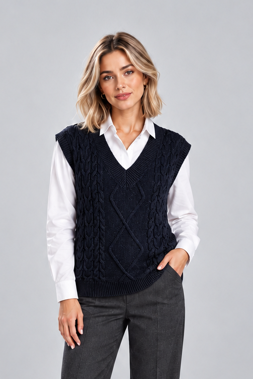 Women's Ribbed V Neck Sweater Vest – Sleeveless Knit