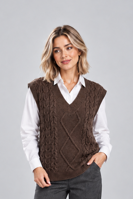 Women's Ribbed V Neck Sweater Vest – Sleeveless Knit