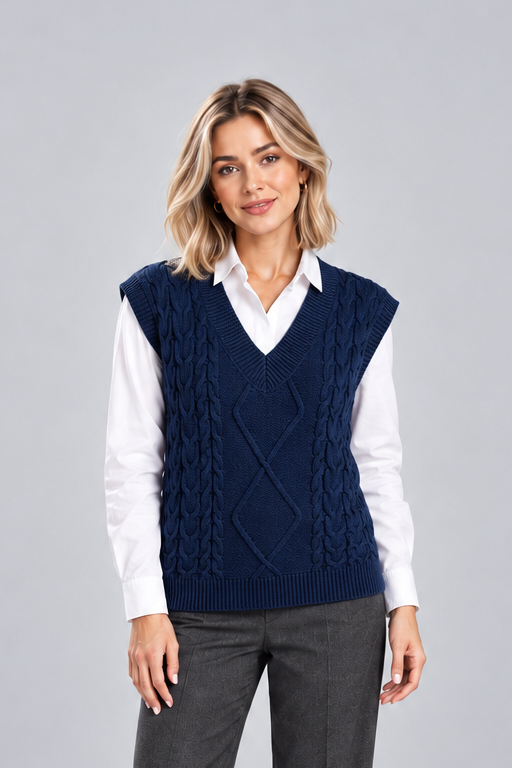 Women's Ribbed V Neck Sweater Vest – Sleeveless Knit