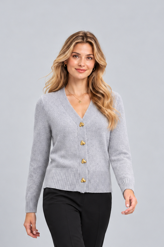 Women's Round Neck Cardigan – Classic Button Front Knit
