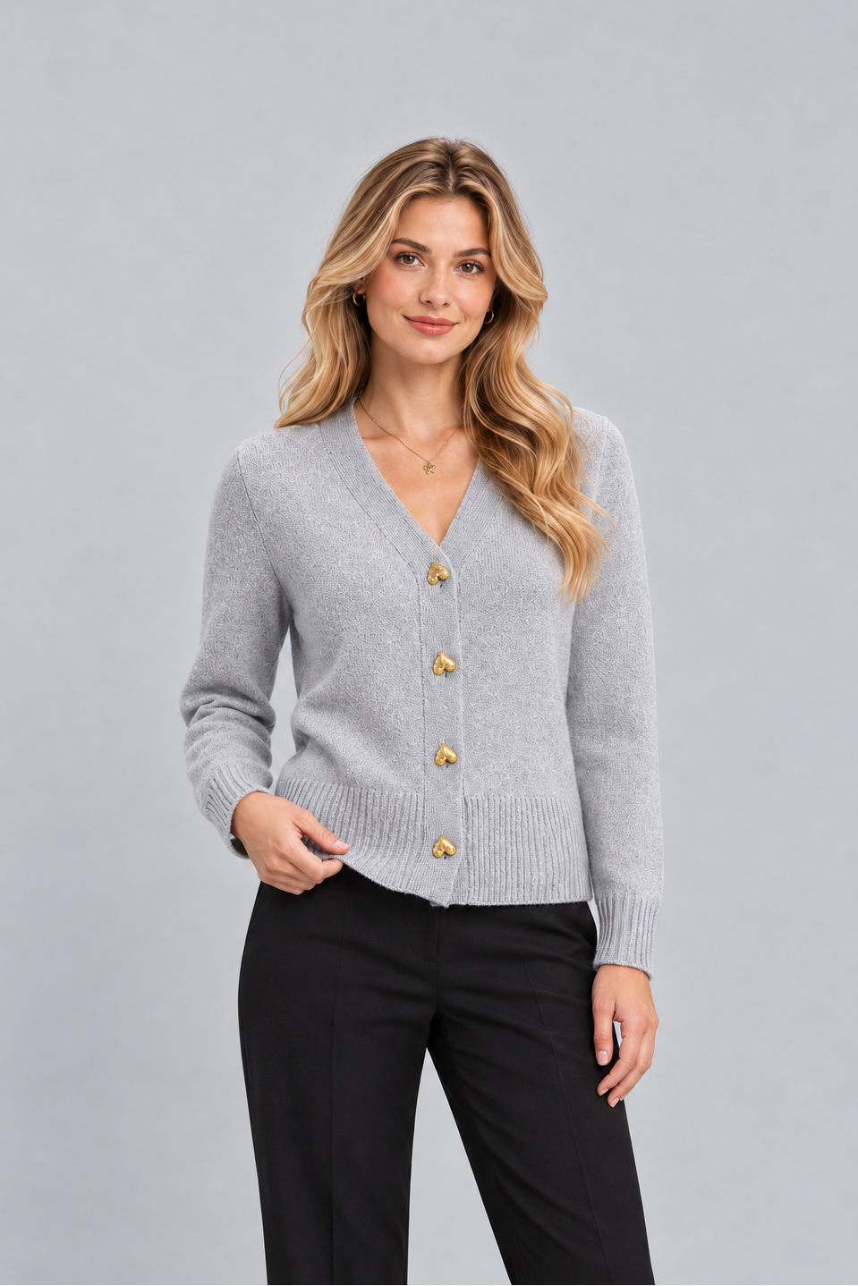 Women's Round Neck Cardigan – Classic Button Front Knit