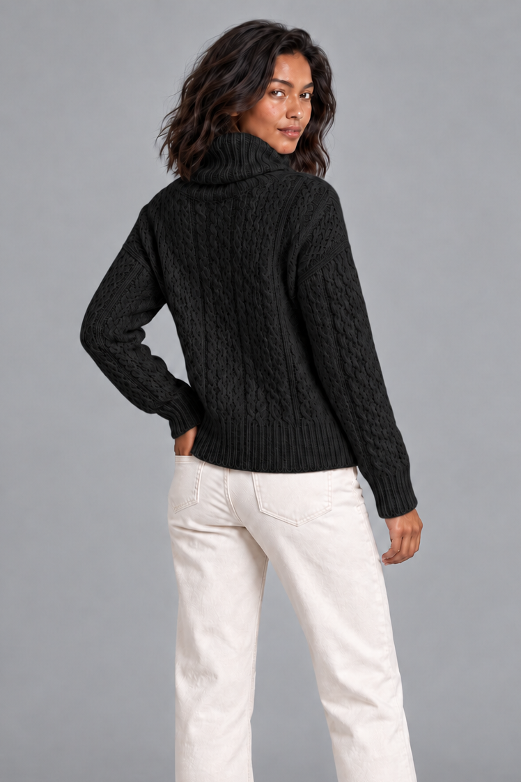Women's Cable Knit Roll Neck Jumper – Chunky Knit