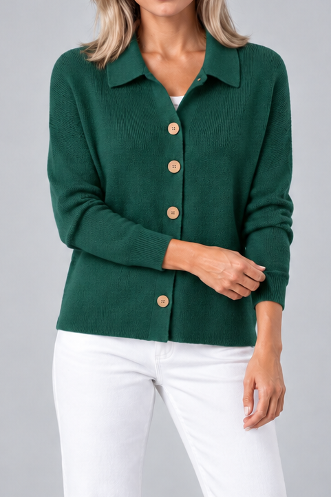 Women's Collared Knit Cardigan – Button Front Long Sleeve